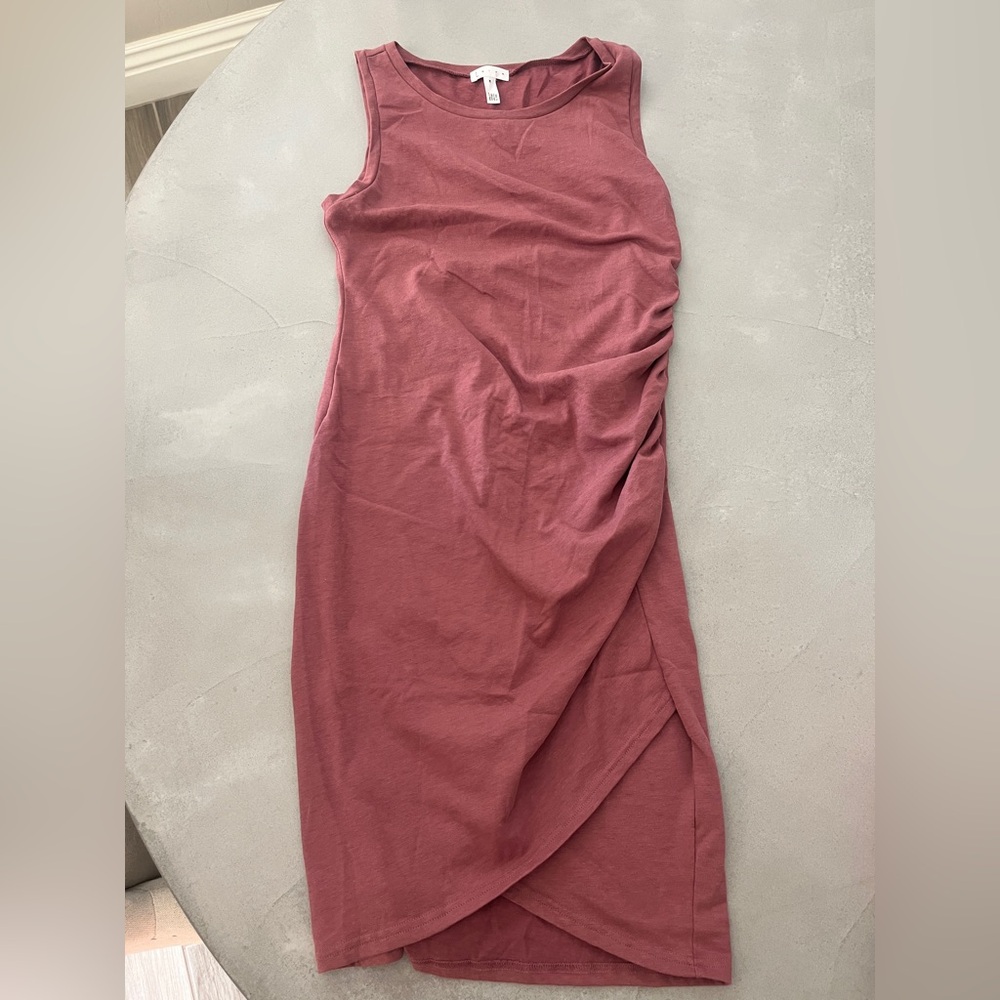 Nordstrom Leith Sleeveless Ruched Bodycon Mini Tank Dress Dusty Rose